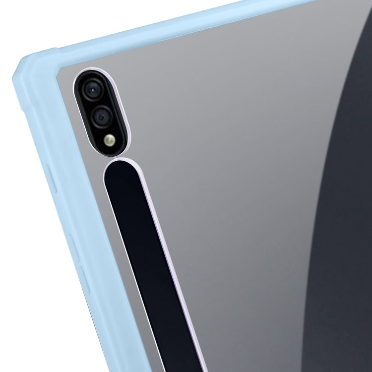 For Samsung Galaxy Tab S8 Ultra Acrylic 3-folding Smart Leather Tablet Case(Ice Blue) by bashfashion