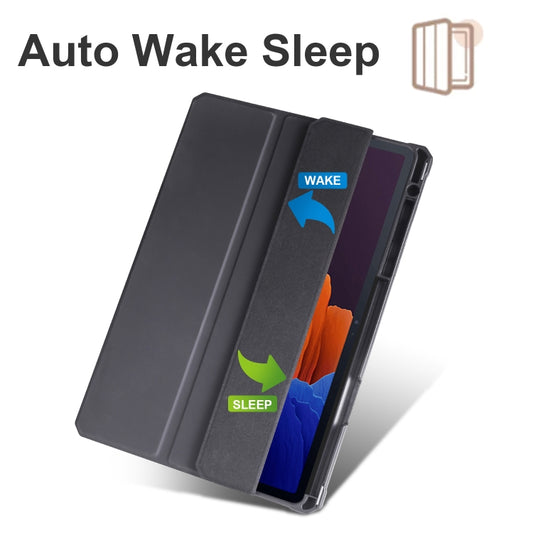 For Samsung Galaxy Tab S8 Ultra Acrylic 3-folding Smart Leather Tablet Case(Black) by bashfashion