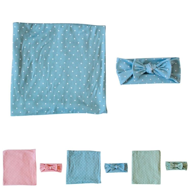 Newborn Baby Dot Pattern Swaddling Scarf Headband(Green) by bashfashion
