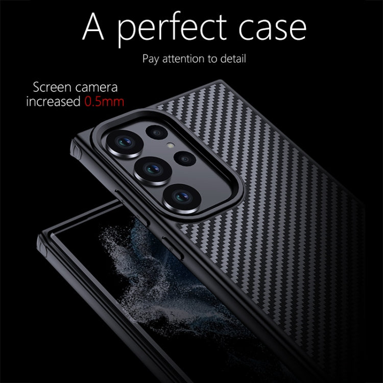 For Samsung Galaxy S23 Ultra 5G wlons Magsafe Carbon Fiber Kevlar TPU Phone Case(Black) by wlons