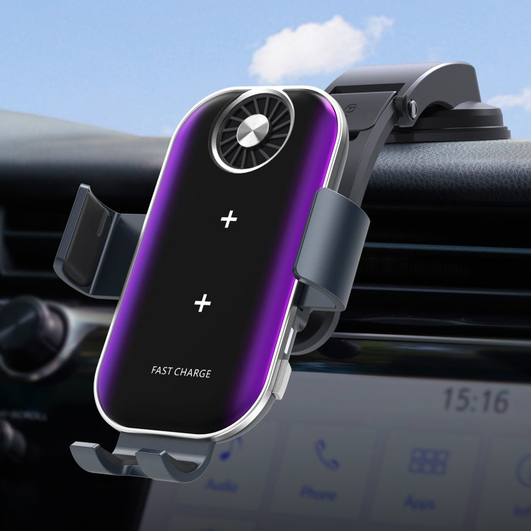 For Samsung Galaxy Z Flip4 / 3 C37 Fan Cooling Dual Coil Car Phone Holder Wireless Charger by bashfashion