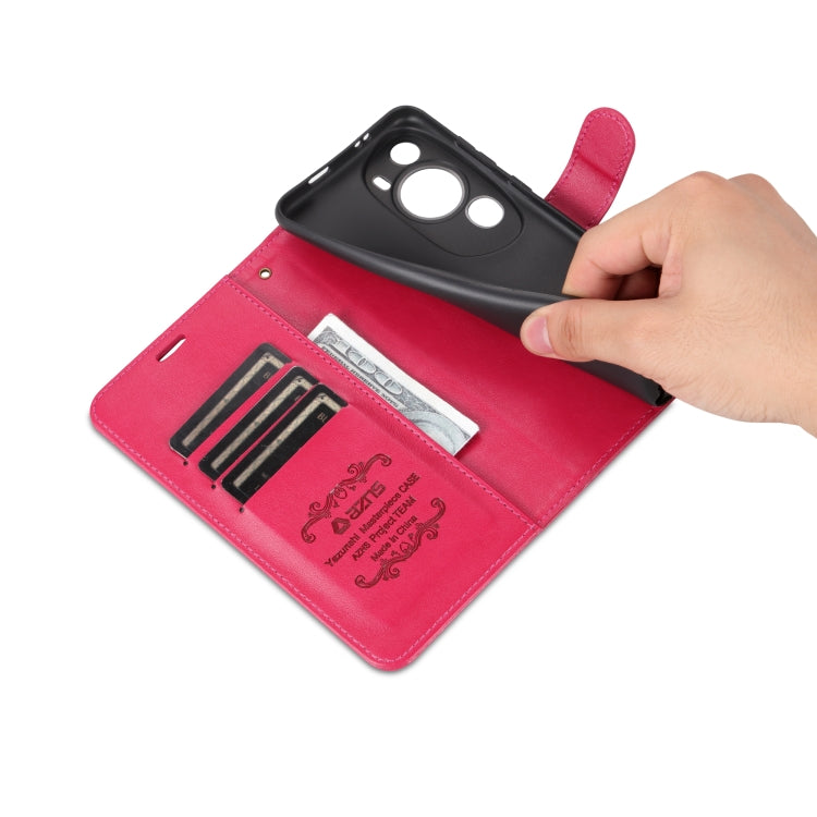 For Huawei P60 Art AZNS Sheepskin Texture Flip Leather Phone Case(Red) by AZNS