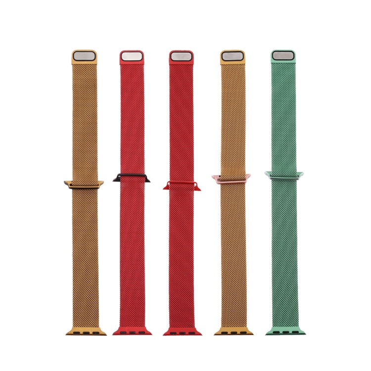 For Apple Watch Series 7 41mm / 6 & SE & 5 & 4 40mm / 3 & 2 & 1 38mm Milanese Gradient Stainless Steel Watch Band(Black+Gold) by bashfashion