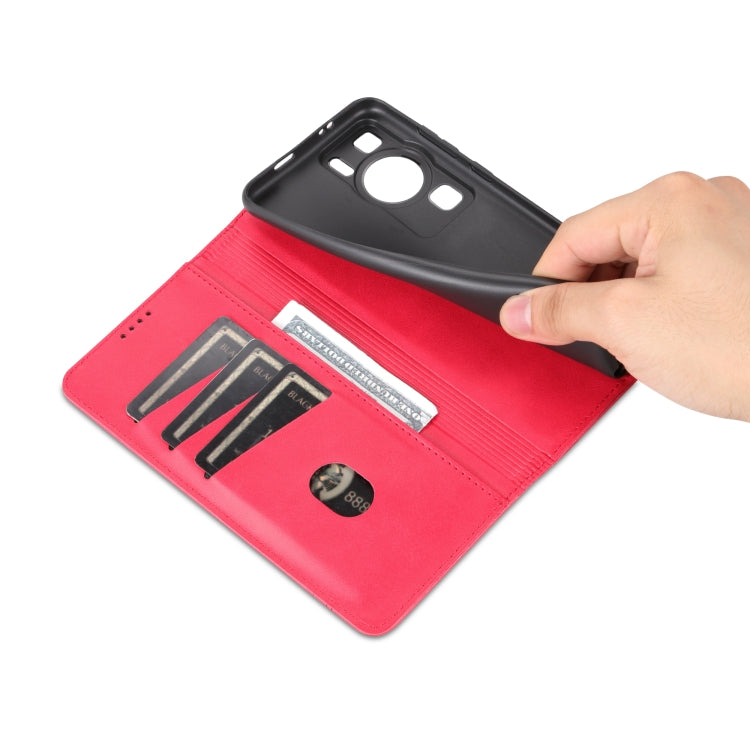 For Huawei P60 / P60 Pro AZNS Magnetic Calf Texture Flip Leather Phone Case(Red) by AZNS