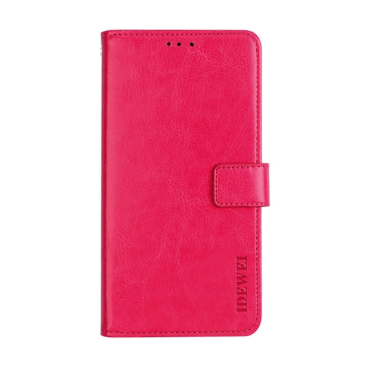 For Motorola Moto G Play 2023 idewei Crazy Horse Texture Leather Phone Case with Holder(Rose Red) by idewei
