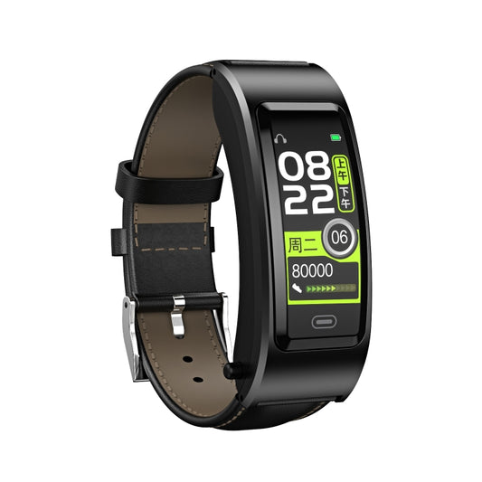 B7 Bluetooth Earphone Smart Bracelet, Support Sleep Monitoring / Blood Oxygen Monitoring / Heart Rate Monitoring(Black + Black Leather Belt) by bashfashion