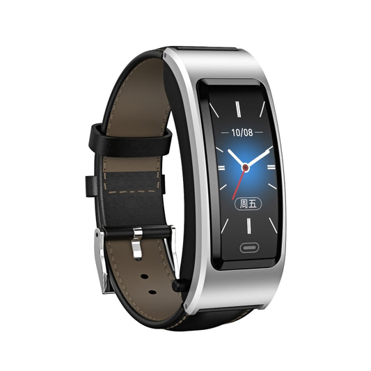B7 Bluetooth Earphone Smart Bracelet, Support Sleep Monitoring / Blood Oxygen Monitoring / Heart Rate Monitoring(Silver + Black Leather Belt) by bashfashion