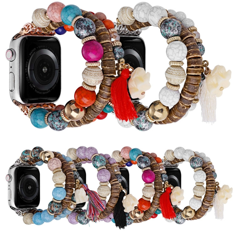 Beads Elephant Pendant Watch Band For Apple Watch Series 10 42mm(Colorful) by bashfashion