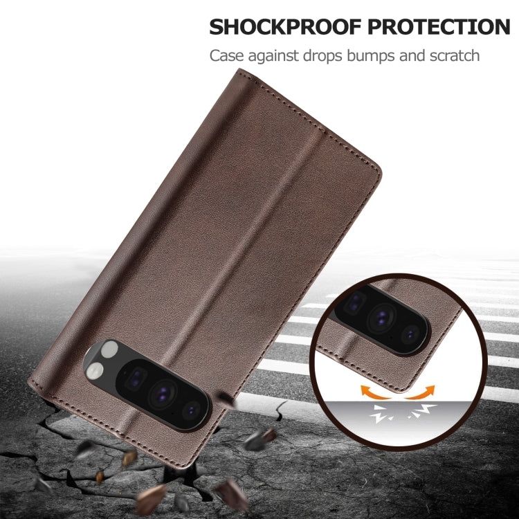 For Google Pixel 9 / 9 Pro LC.IMEEKE Calf Texture Flip Leather Phone Case(Brown) by LC.IMEEKE