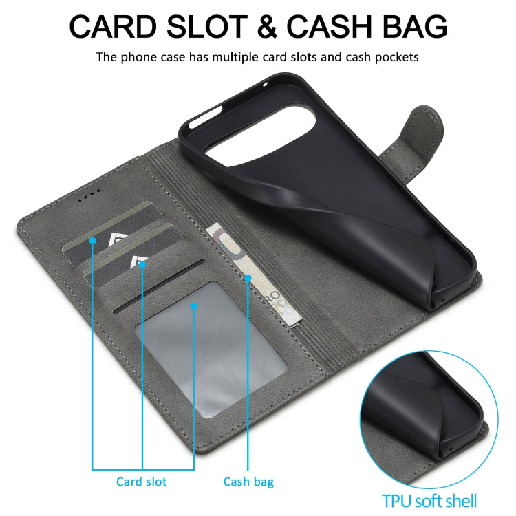 For Google Pixel 9 / 9 Pro LC.IMEEKE Calf Texture Flip Leather Phone Case(Grey) by LC.IMEEKE