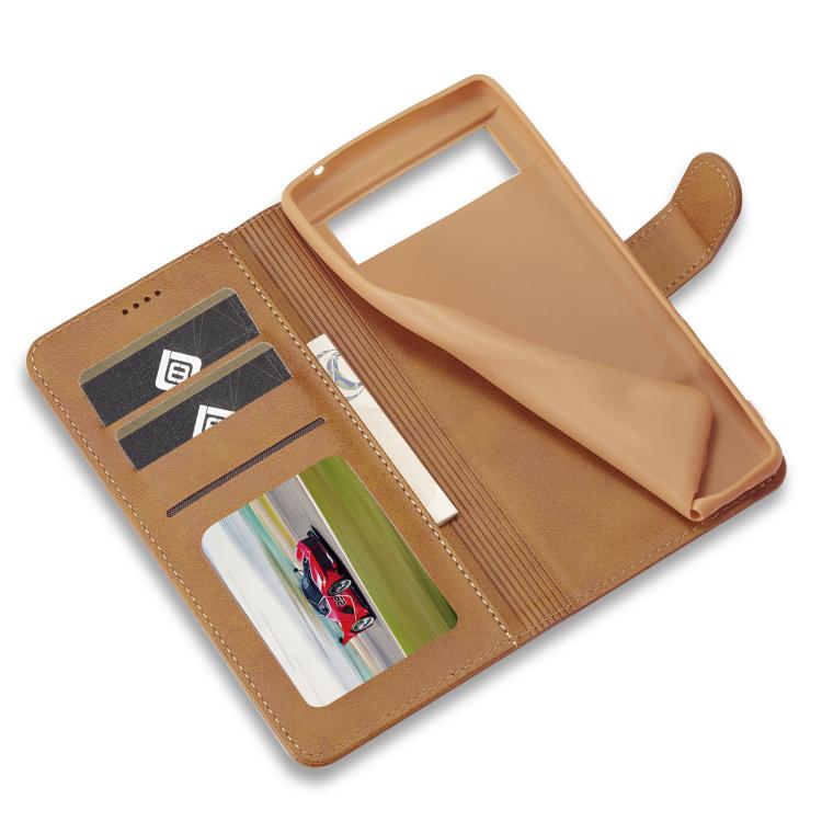 For Google Pixel 6a LC.IMEEKE Calf Texture Flip Leather Phone Case(Brown) by LC.IMEEKE