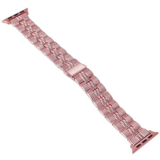 3-Beads Stripe Metal Watch Band For Apple Watch SE 2023 40mm(Rose Pink) by bashfashion