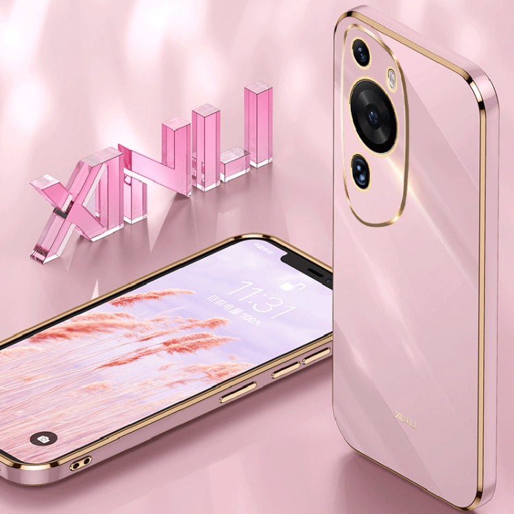 For Huawei P60 Art XINLI Straight Edge 6D Electroplate TPU Phone Case(Cherry Purple) by XINLI