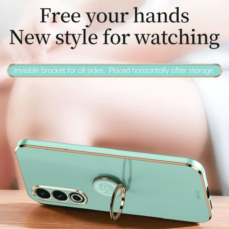 For Meizu 20 5G XINLI Straight Edge 6D Electroplate TPU Phone Case with Ring Holder(Mint Green) by XINLI