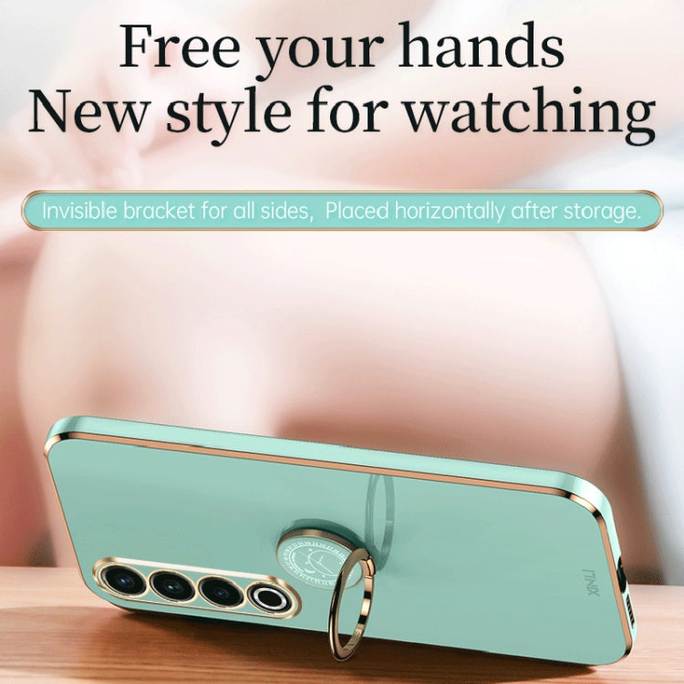For Meizu 20 Pro 5G XINLI Straight Edge 6D Electroplate TPU Phone Case with Ring Holder(Mint Green) by XINLI