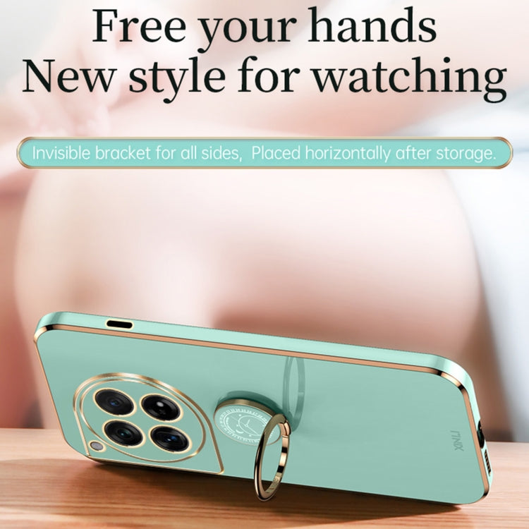 For OnePlus 12 XINLI Straight Edge 6D Electroplate TPU Phone Case with Ring Holder(Pink) by XINLI