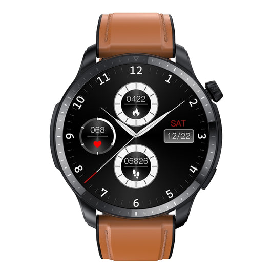 T52 1.39 inch IP67 Waterproof Leather Band Smart Watch Supports Bluetooth Call / Blood Oxygen / Body Temperature Monitoring(Brown) by bashfashion