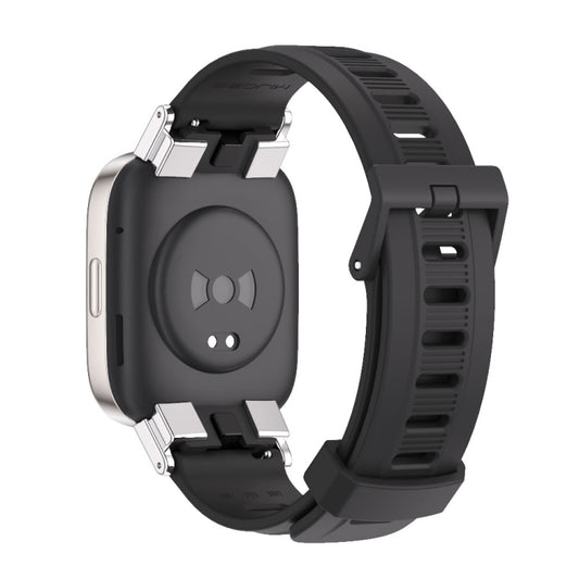 For Redmi Watch 3 Mijobs Flat Hole Breathable TPU Watch Band(Black+Silver) by MIJOBS