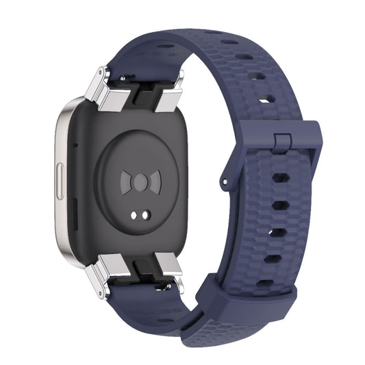 For Redmi Watch 3 Mijobs Honeycomb Texture TPU Watch Band(Midnight Blue Silver) by MIJOBS