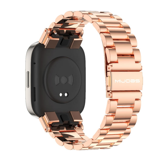 For Redmi Watch 3 Mijobs Three-Bead Metal Stainless Steel Watch Band(Rose Gold) by MIJOBS