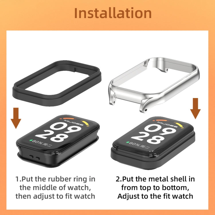 For Xiaomi Smart Band 8 Active / Redmi Band 2 Mijobs Metal Shell Nylon Breathable Watch Band(Grey Silver) by MIJOBS