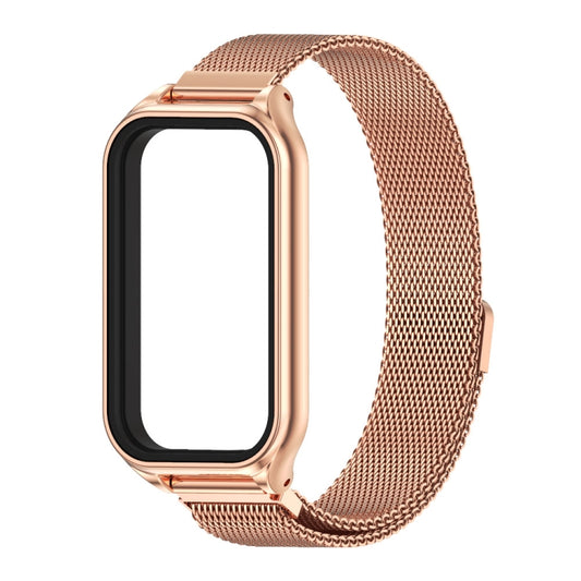 For Xiaomi Smart Band 8 Active / Redmi Band 2 Mijobs Metal Shell + Milan Magnetic Metal Watch Band(Rose Gold) by MIJOBS