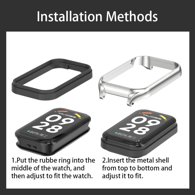 For Xiaomi Smart Band 8 Active / Redmi Band 2 Mijobs Metal Shell + Milan Magnetic Metal Watch Band(Rose Gold) by MIJOBS