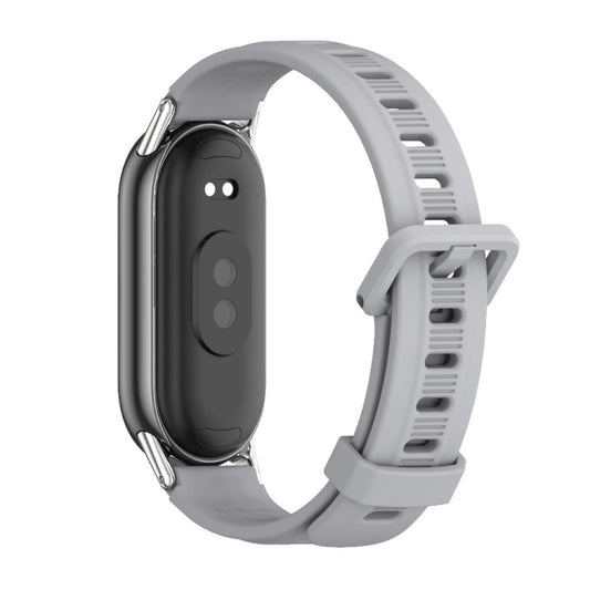For Xiaomi Smart Band 10 / 9 / 8 Mijobs Flat Hole Breathable Silicone Watch Band(Grey+Silver) by MIJOBS