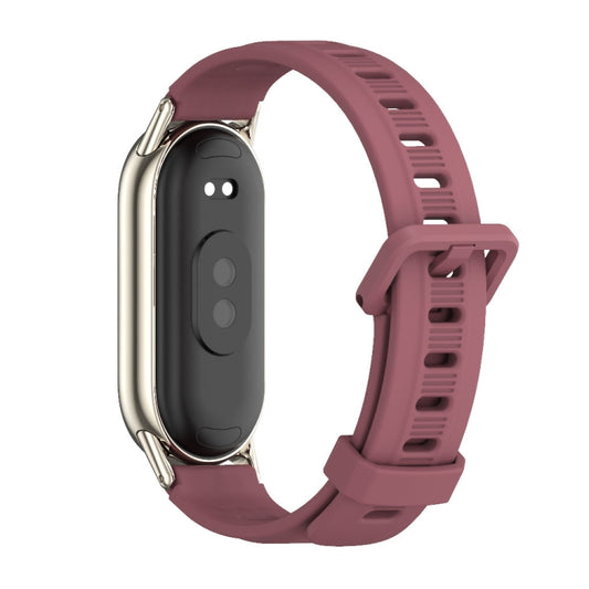 For Xiaomi Smart Band 10 / 9 / 8 Mijobs Flat Hole Breathable Silicone Watch Band(Wine Red+Light Gold) by MIJOBS