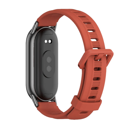 For Xiaomi Smart Band 10 / 9 / 8 Mijobs Flat Hole Breathable Silicone Watch Band(Orange+Black) by MIJOBS