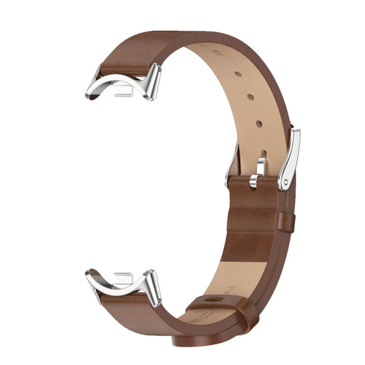 For Xiaomi Smart Band 10 / 9 / 8 Mijobs Microfiber PU Leather Watch Band(Brown Silver) by MIJOBS
