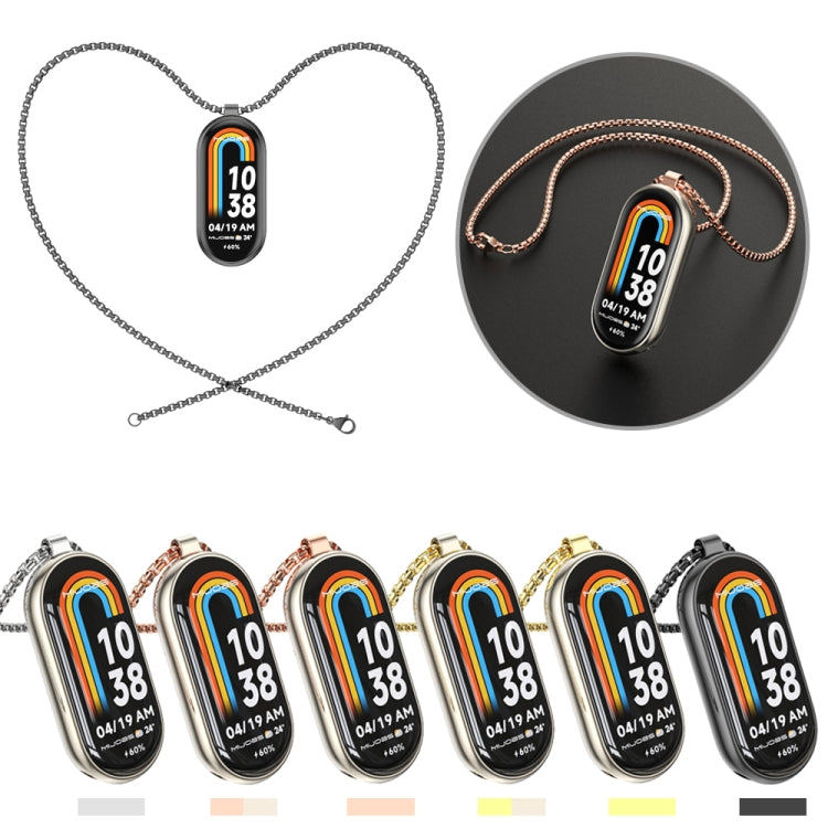 For Xiaomi Smart Band 10 / 9 / 8 Mijobs Metal Pendant Stainless Steel Watch Necklace(Black) by MIJOBS