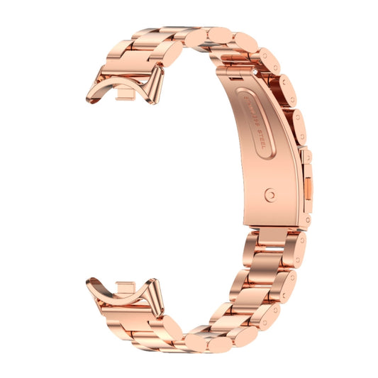 For Xiaomi Smart Band 10 / 9 / 8 Mijobs Three Bead Stainless Steel Watch Band(Rose Gold) by MIJOBS
