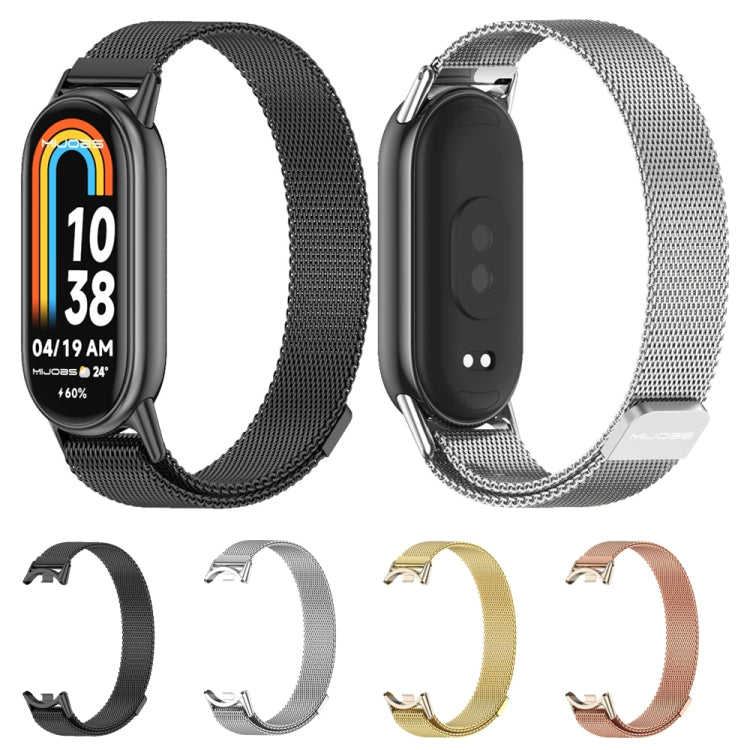 For Xiaomi Smart Band 10 / 9 / 8 Mijobs Milan Magnetic Metal Stainless Steel Watch Band(Rose Gold+Light Gold) by MIJOBS