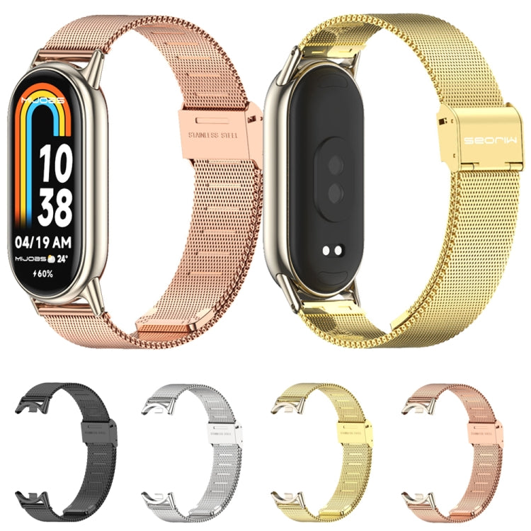 For Xiaomi Smart Band 10 / 9 / 8 Mijobs Milan Buckle Metal Stainless Steel Watch Band(Rose Gold+Light Gold) by MIJOBS