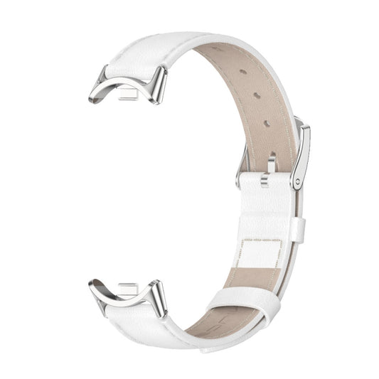 For Xiaomi Smart Band 10 / 9 / 8 Mijobs Genuine Leather Watch Band(White Silver) by MIJOBS