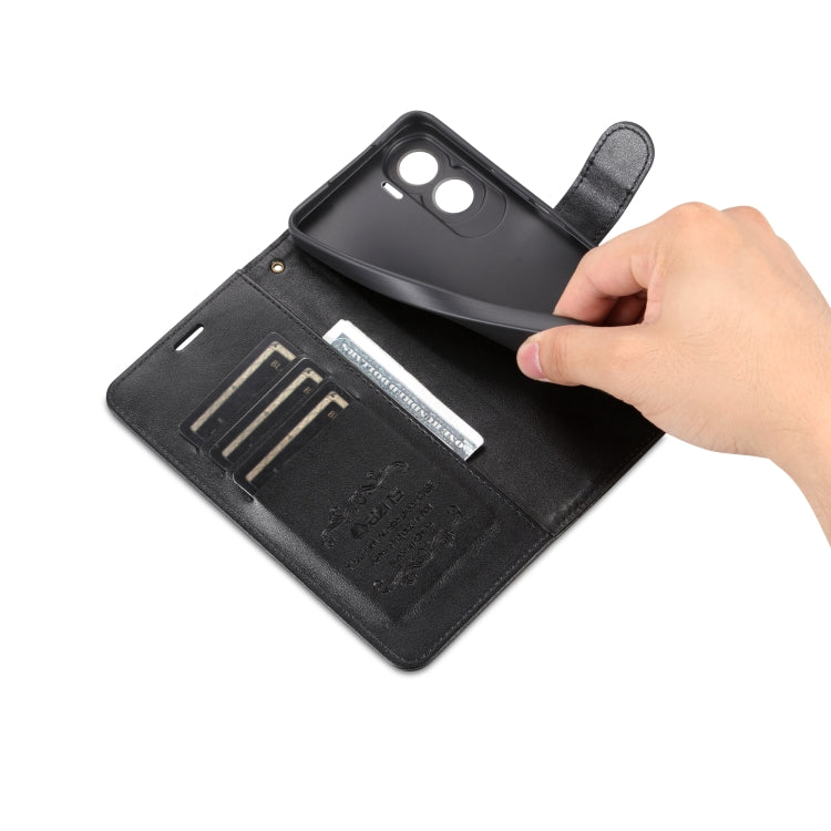 For Honor X50i AZNS Sheepskin Texture Flip Leather Phone Case(Black) by AZNS