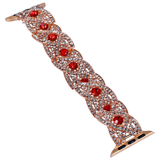 Diamonds Twist Metal Watch Band For Apple Watch SE 2023 44mm(Rose Gold Red) by bashfashion