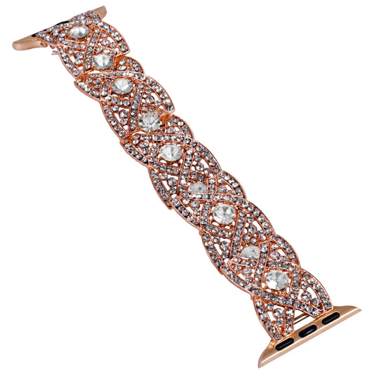 Diamonds Twist Metal Watch Band For Apple Watch Series 10 42mm(Rose Gold White) by bashfashion