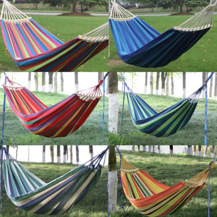 Outdoor Double Thickened Canvas Hammock Indoor Swing with Detachable Curved Rod, Size:200x100cm(Dark Blue) by bashfashion