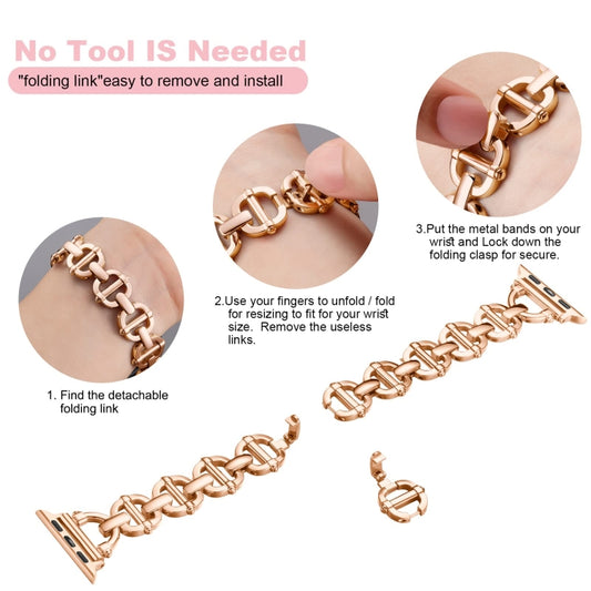 Ladder Buckle Metal Watch Band For Apple Watch 7 41mm(Rose Gold) by bashfashion