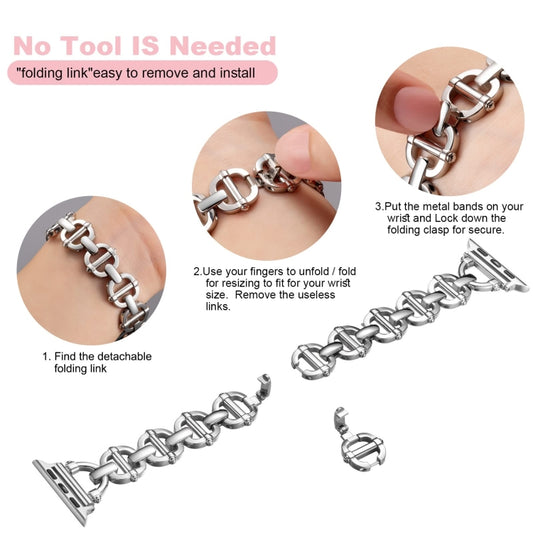 Ladder Buckle Metal Watch Band For Apple Watch 7 41mm(Silver) by bashfashion