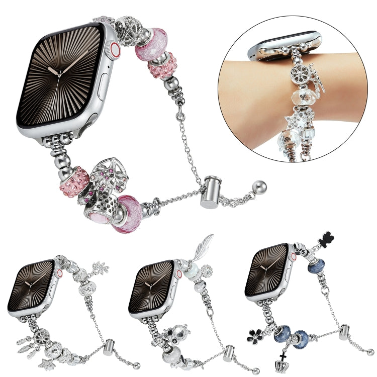 Bead Bracelet Metal Watch Band For Apple Watch 5 40mm(Silver Owl) by bashfashion
