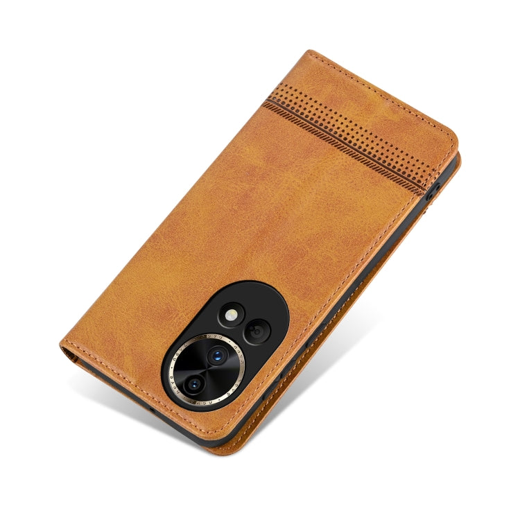 For Huawei nova 12 AZNS Magnetic Calf Texture Flip Leather Phone Case(Light Brown) by AZNS