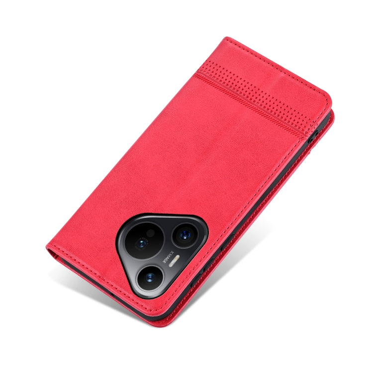 For Huawei Pura 70 AZNS Magnetic Calf Texture Flip Leather Phone Case(Red) by AZNS