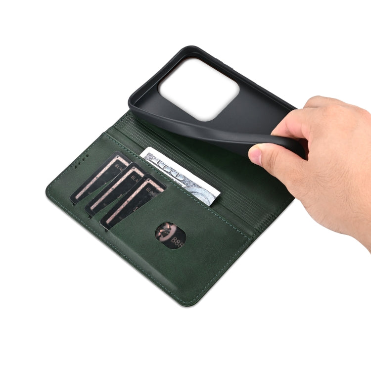 For Huawei Pura 70 Pro / 70 Pro+ AZNS Magnetic Calf Texture Flip Leather Phone Case(Dark Green) by AZNS