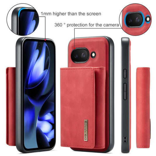 For Google Pixel 9a DG.MING M1 Series 3-Fold Multi Card Wallet + Magnetic Phone Case(Red) by DG.MING