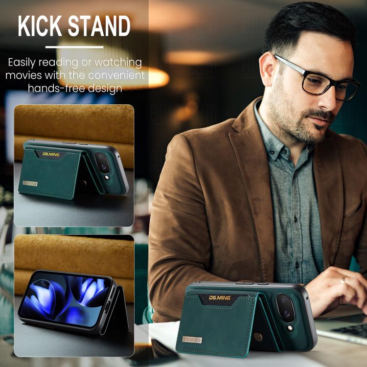 For Google Pixel 9a DG.MING M2 Series 3-Fold Multi Card Bag + Magnetic Phone Case(Green) by DG.MING
