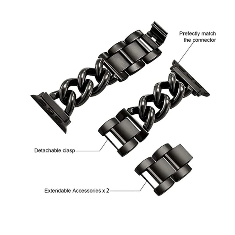 Big Denim Chain Metal Watch Band For Apple Watch SE 2022 44mm(Black) by bashfashion