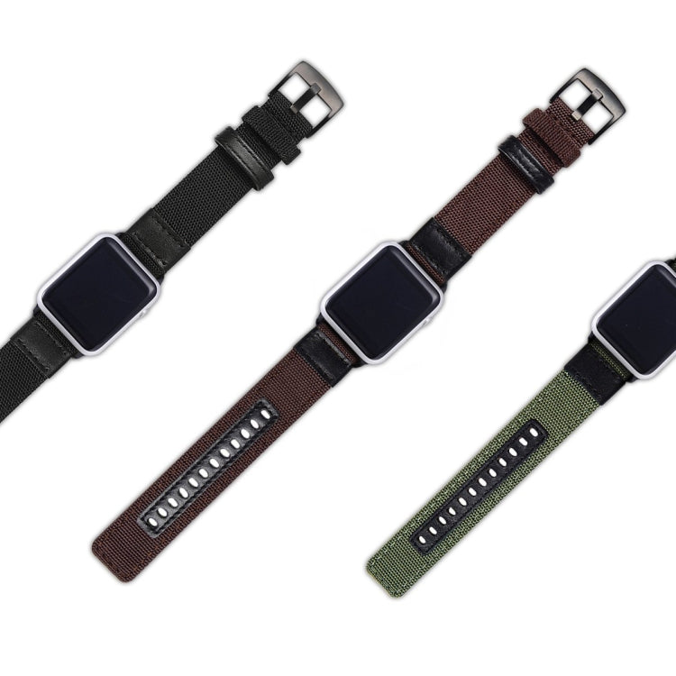 For Apple Watch Series 7 45mm / 6 & SE & 5 & 4 44mm / 3 & 2 & 1 42mm Nylon Watch Band(Army Green) by bashfashion
